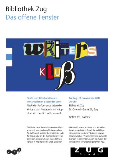 Flyer Writers Klub goes Stadtbibliothek